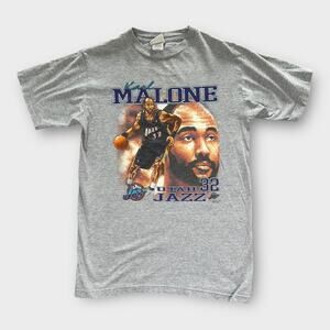 Vintage Utah Jazz Karl Malone VF Knitwear Graphic T-Shirt Youth 18/20 Basketball